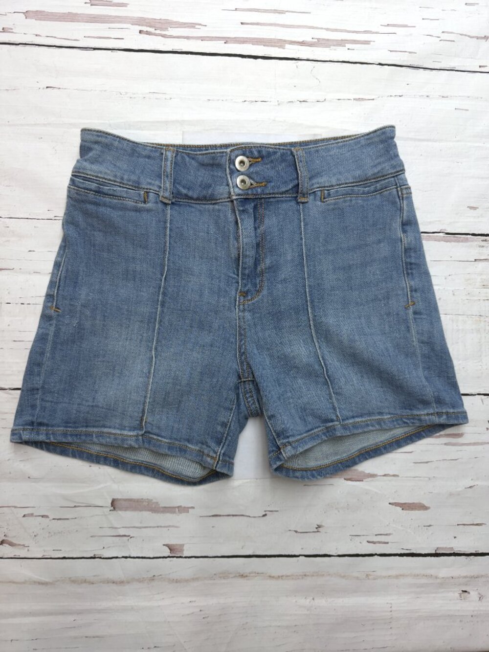 Anthropologie Pilcro Denim Shorts High Rise Seam Blue 28 Coastal Boho - Picture 2 of 8
